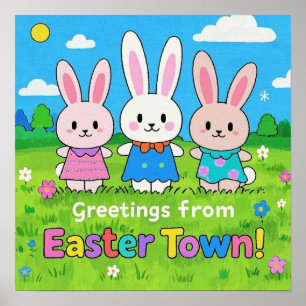 Póster Celebrar la Pascua Colorida Bunnies