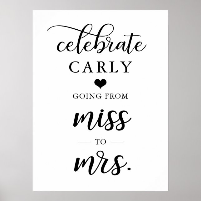 Póster Celebrar la Srta. Bridal Shower Heart WELCOME (Frente)