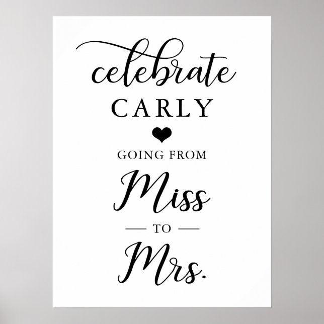 Póster Celebrar la Srta. Bridal Shower Heart WELCOME (Frente)