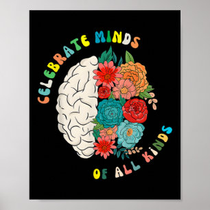 Póster Celebrar Mentes De Todo Tipo Colores Florales Neur