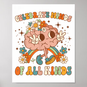 Póster Celebrar Mentes De Todo Tipo Neurodiversidad Menta