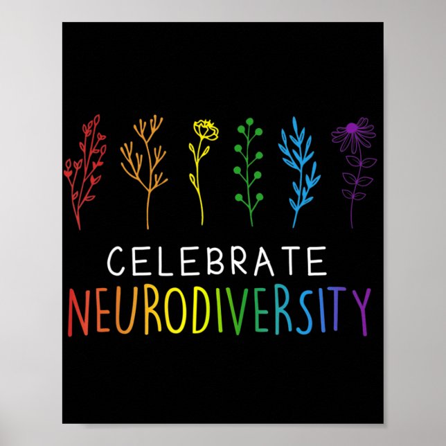 Póster CELEBRAR NEURODIVERSIDAD Autismo Flor de concienci (Frente)