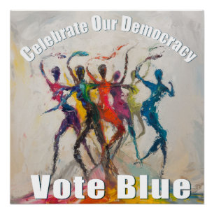 Póster Celebrar Nuestra Democracia — Vota Azul