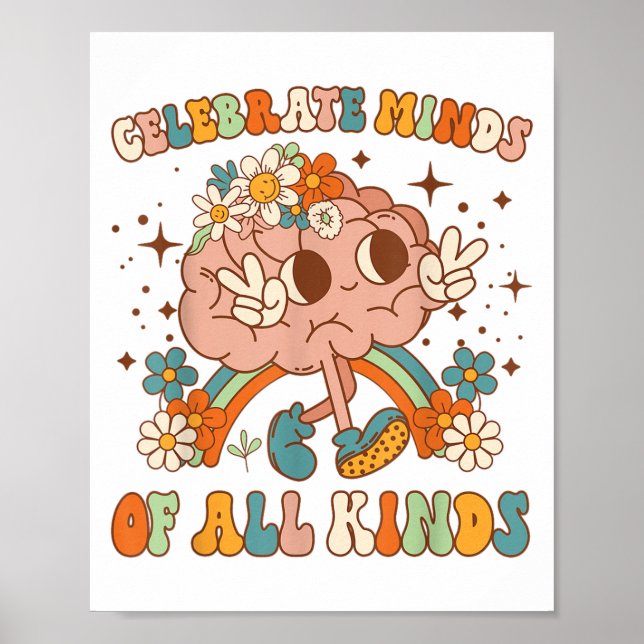 Póster Celebrate Minds Of All Kinds Neurodiversity Mental (Frente)