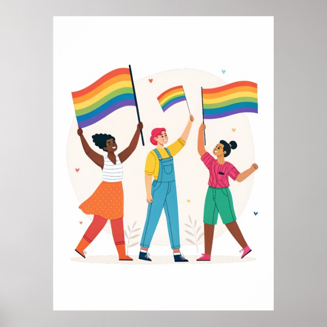 Póster Celebrating LGBTQIA+ Unity with Pride Flags (Frente)