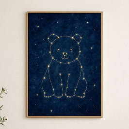 Póster Celeste Acuarela Osa Constelación