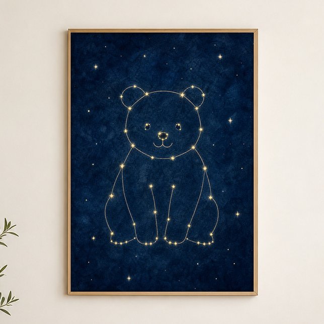 Póster Celeste Acuarela Osa Constelación (Shown framed for scale. Poster ships unframed; frames are an optional add-on.)