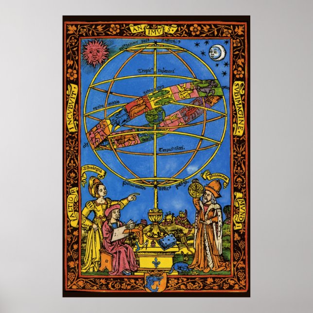 Póster Celeste vintage, astrónomo Claudius Ptolemy (Frente)