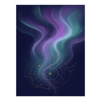 Póster Celestial Aurora Constellation Wall Art