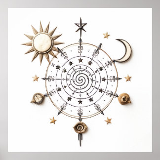 Póster Celestial Balance Mandala Print