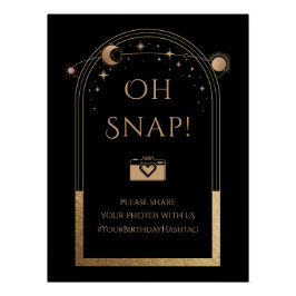 Póster Celestial Black Gold Sun Moon Stars Oh Snap