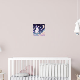 Póster Celestial Bunny Poster – Kawaii Pastel Rabbit