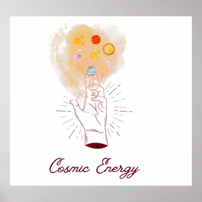 Póster Celestial Cosmic Hand Poster - Minimalist Mystical (Frente)