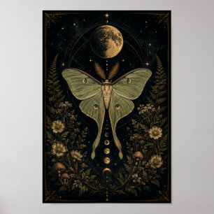 Póster Celestial de la Polilla Luna   Fase Lunar M