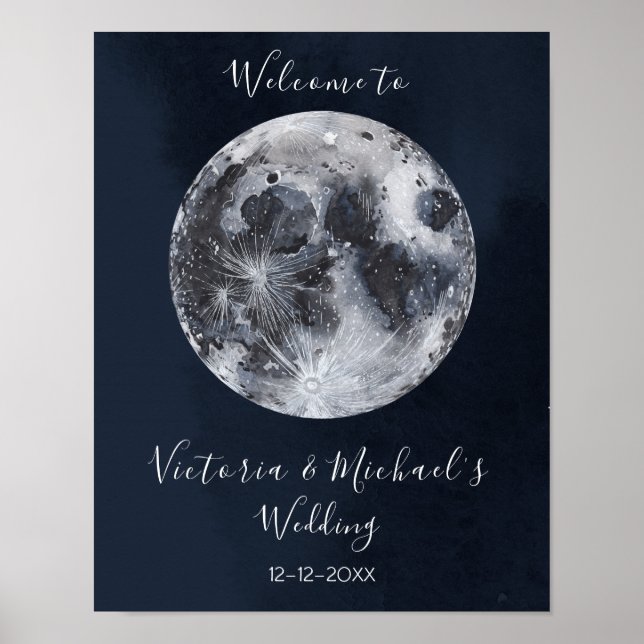 póster celestial de luna llena y estrellas (Frente)