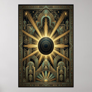 Póster Celestial del Agujero Negro Art Déco   Dora