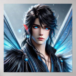 Póster Celestial Fairy Prince with Piercing Sapphire Eyes