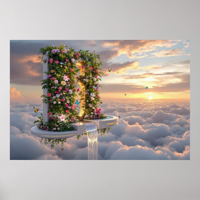 Póster Celestial Garden: Where Waters Meet the Sky (Frente)