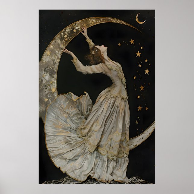 Póster Celestial Goddess Art Print, Gothic Romance Decor, (Frente)