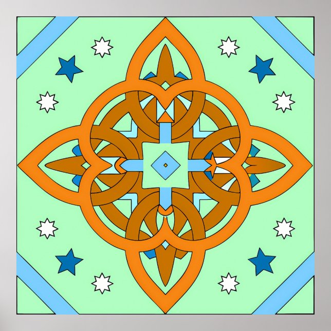 Póster Celestial Knot Art Prints | Unique Star Patterns (Frente)