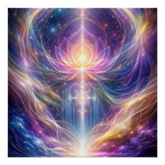 Póster Celestial Lotus Energy – New Age Abstract Spiritua