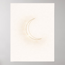 Póster Celestial Minimal Moon Wall Art – Beige Crescent