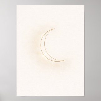 Póster Celestial Minimal Moon Wall Art – Beige Crescent