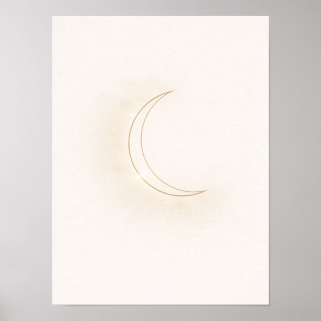 Póster Celestial Minimal Moon Wall Art – Beige Crescent (Frente)