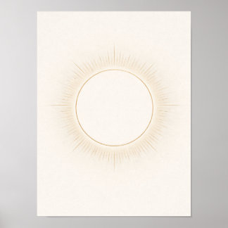 Póster Celestial Minimal Sun Wall Art – Neutral Beige