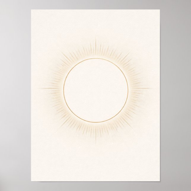 Póster Celestial Minimal Sun Wall Art – Neutral Beige  (Frente)