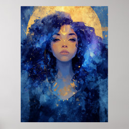 Póster Celestial Moon Goddess Wall Art