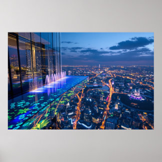 Póster Celestial Oasis: Where City Lights Meet Paradise