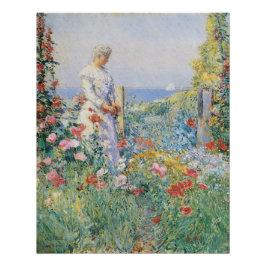 Póster Celia Thaxter en su jardín por Childe Hassam