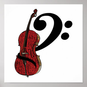 Póster Cello Clef