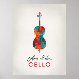 Póster Cello - Música colorida brillante