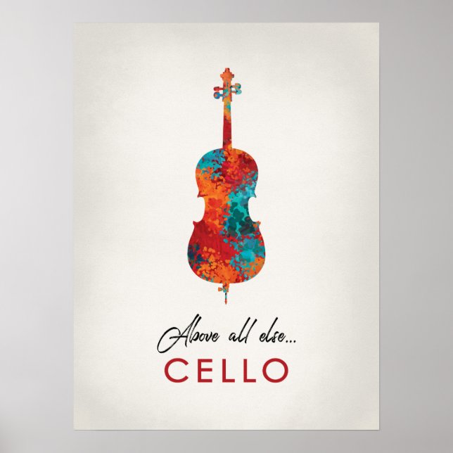 Póster Cello - Música colorida brillante (Frente)