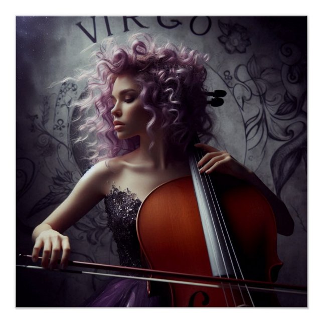 Póster Cello, músico de Virgo Zodiac (Anverso)