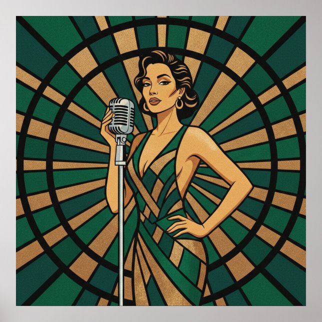 Póster Cello Player Poster Elegant Stained Glass Music  (Frente)