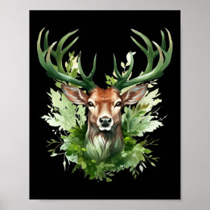 Póster Celtic Knot Deer Irish Elk Green St. Patrick's Day