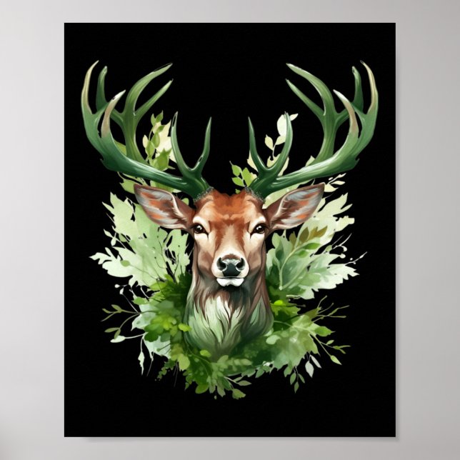 Póster Celtic Knot Deer Irish Elk Green St. Patrick's Day (Frente)