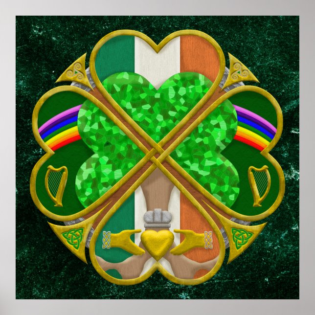 Póster Celtic Shamrock Heritage Symbol Irish Inspired (Frente)
