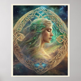 Póster Céltico Knot Blond Hair Fanciosa Retrato Mujer