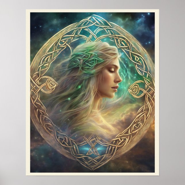 Póster Céltico Knot Blond Hair Fanciosa Retrato Mujer (Frente)