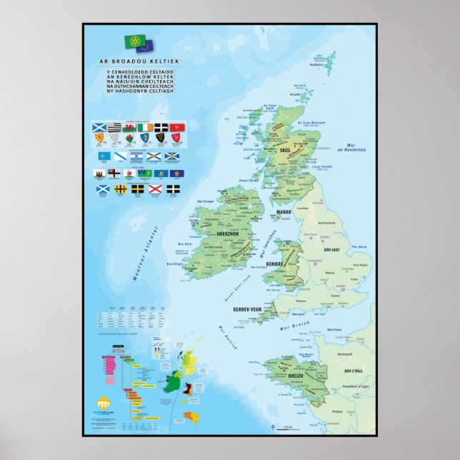 Póster Celtiques de las seis naciones: carta en breton (Frente)