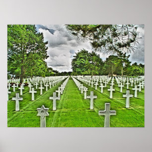Póster Cementerio americano de la Francia normanda