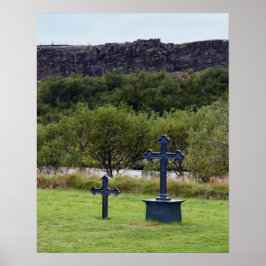 Póster Cementerio de la Iglesia de Thingvellir, Islandia