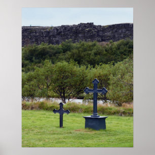 Póster Cementerio de la Iglesia de Thingvellir, Islandia