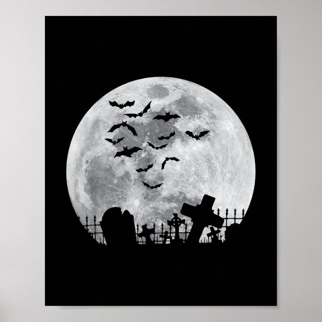 Póster Cementerio de la Luna Llena de Halloween Graveyard (Frente)