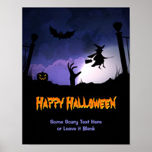 Póster Cementerio de miedo - Bruja de calabaza Feliz Hall