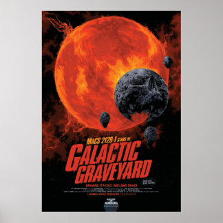 Póster Cementerio Espacial Calavera Halloween Galaxia de
